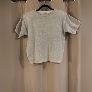 Shenanigans Silver Metallic Sweater Top